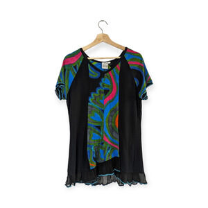 Parsley & Sage Colorful Lagenlook Flowy Knit Tunic Top S